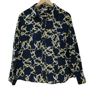 Liz Claiborne Knot Button Front Shirt Size 1X Plus Roll Tab Sleeve Career Preppy